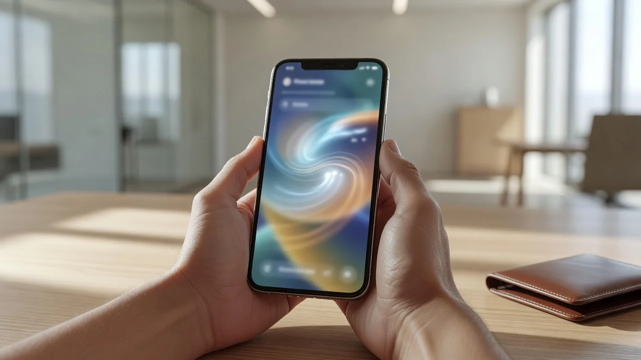 Mobilni telefon sa aplikacijom za slanje novca i novčanik na stolu